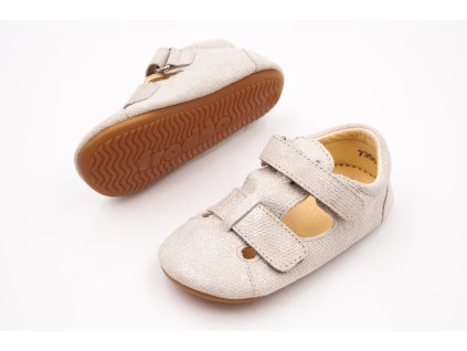 DETSKÉ BAREFOOT SANDÁLKY FRODDO PREWALKERS SANDAL - GOLD SHINE (Veľkosť 18, Vnútorná dĺžka  topánky v cm 11.6, Vnútorná šírka topánky v cm 5.4)