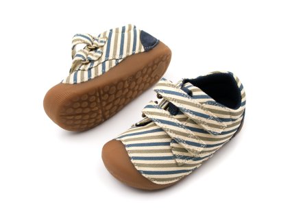 DETSKÉ BAREFOOT TENISKY BUNDGAARD PETIT LOW - OCEANIC STRIPE (Veľkosť 19, Vnútorná dĺžka  topánky v cm 12, Vnútorná šírka topánky v cm 5.5)