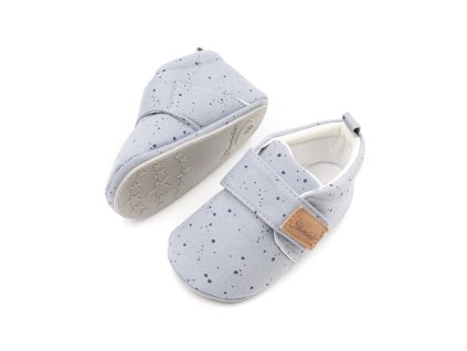 DETSKÉ BAREFOOT TEXTILNÉ CAPAČKY STERNTALER - GRAUBLAU DOT (Veľkosť 17, Vnútorná dĺžka  topánky v cm 11.4, Vnútorná šírka topánky v cm 5.4)