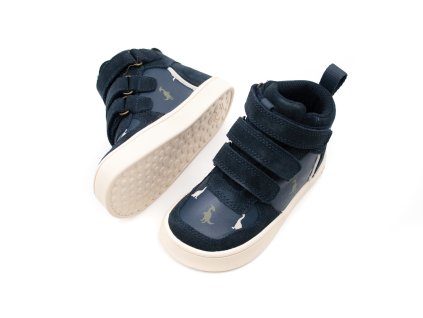 DETSKÉ BAREFOOT TOPÁNKY BUNDGAARD NERO MINI - NAVY DINO (Veľkosť 24, Vnútorná dĺžka  topánky v cm 15.3, Vnútorná šírka topánky v cm 6.2)