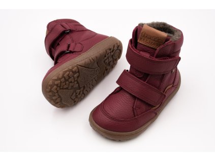 DETSKÉ BAREFOOT ZIMNÉ TOPÁNKY FRODDO BAREFOOT TEX WINTER - BORDEAUX (Veľkosť 23, Vnútorná dĺžka  topánky v cm 15.2, Vnútorná šírka topánky v cm 6.4)