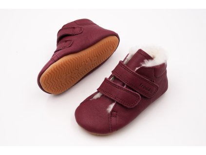DETSKÉ BAREFOOT ZIMNÉ TOPÁNKY FRODDO PREWALKERS WINTER FURRY - BORDEAUX (Veľkosť 19, Vnútorná dĺžka  topánky v cm 12.2, Vnútorná šírka topánky v cm 5.6)