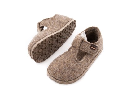 DETSKÉ FRODDO BAREFOOT FLEXY WOOLY VIBRAM PAPUČE - BEIGE (Veľkosť 23, Vnútorná dĺžka  topánky v cm 14.9, Vnútorná šírka topánky v cm 5.9)