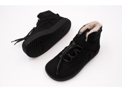 DETSKÉ ZIMNÉ BAREFOOT TOPÁNKY MURIS BALTIC JUNIOR - BLACK (Veľkosť 28, Vnútorná dĺžka  topánky v cm 17.9, Vnútorná šírka topánky v cm 7)