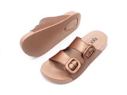 IGOR SHOES GUMENÉ ŠĽAPKY DOSPELÁCKE HABANA METAL - BRONZE (Veľkosť 36, Vnútorná dĺžka  topánky v cm 23.9, Vnútorná šírka topánky v cm 8.3)