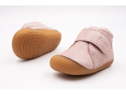 LURCHI BAREFOOT TOPÁNOČKY FIDY - ROSE GLITTER (Veľkosť 19, Vnútorná dĺžka  topánky v cm 11.8, Vnútorná šírka topánky v cm 5.4)