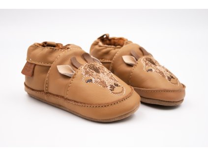 MIKK-LINE KOŽENÉ CAPAČKY 3D - BROWN SUGAR (Veľkosť 17, Vnútorná dĺžka  topánky v cm 11.7, Vnútorná šírka topánky v cm 5.2)