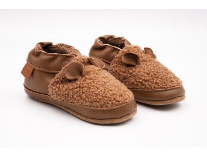 MIKK-LINE KOŽENÉ CAPAČKY 3D TEDDY - RUBBER (Veľkosť 17, Vnútorná dĺžka  topánky v cm 11.7, Vnútorná šírka topánky v cm 5.2)