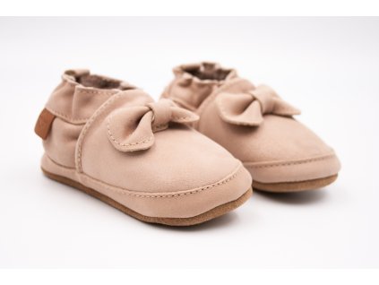 MIKK-LINE KOŽENÉ CAPAČKY BOW - WARM TAUPE (Veľkosť 17, Vnútorná dĺžka  topánky v cm 11.7, Vnútorná šírka topánky v cm 5.2)