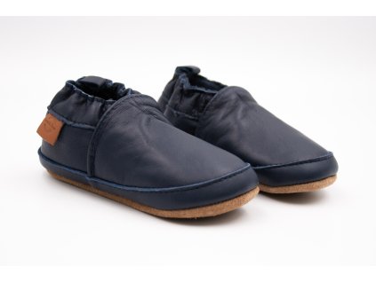 MIKK-LINE KOŽENÉ CAPAČKY SOLID - BLUE NIGHTS (Veľkosť 19, Vnútorná dĺžka  topánky v cm 12.4, Vnútorná šírka topánky v cm 5.4)