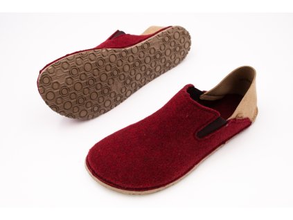 VLNENÉ BAREFOOT PAPUČE FRODDO SLIP-ON WOOLY VIBRAM - BORDEAUX (Veľkosť 31, Vnútorná dĺžka  topánky v cm 20, Vnútorná šírka topánky v cm 7.5)