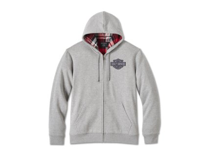 Pánská mikina Bar & Shield Plaid Lined Zip-Up Hoodie (Velikost 2XL)