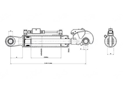 Hydraulischer Oberlenker, Kat. 2, 600-880mm, AUGE / FANGHAKEN