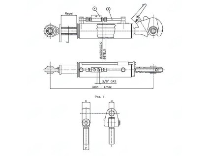 Hydraulischer Oberlenker, Kat. 2, 665-875mm, AUGE/FANGHAKEN