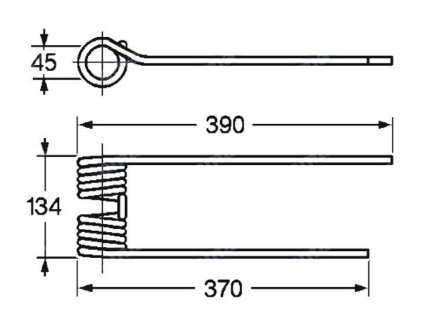 Dreherfeder 45x134x370/390 rechts