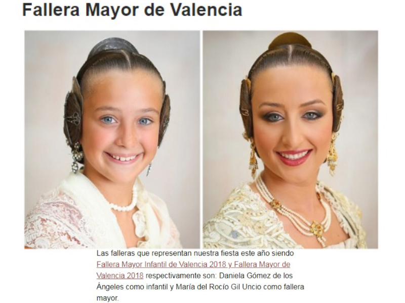 Fallera mayor infantil de Valencia a fallera mayor de Valencia v roce 2018
