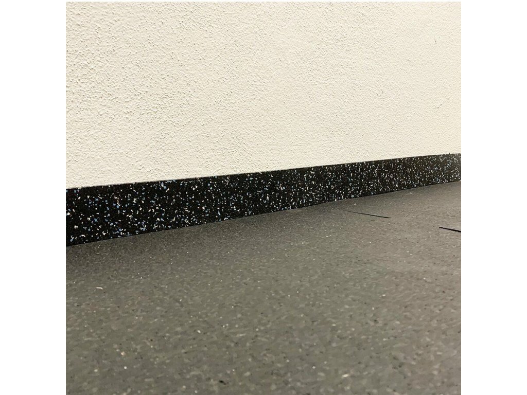Černo-bílo-modrá gumová soklová podlahová lišta FLOMA IceFlo SF1100 - 200 x 7 cm a tloušťka 0,8 cm