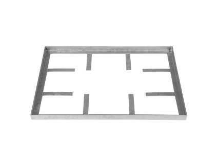 Kovová ocelová čistící venkovní vstupní rohož bez gumy s pracnami ze svařovaných podlahových roštů FLOMA Galva - 43 x 51,5 x 3,5 cm