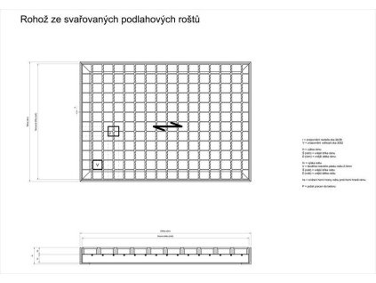 Kovová rohož ze svařovaných podlahových roštů s gumou s pracnami Galva - 101,5 x 101,5 x 6 cm