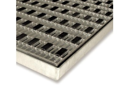 Kovová venkovní čistící vstupní rohož s rámem FLOMA Grid - 40 x 60 x 3,3 cm
