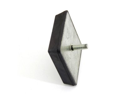 Černý gumový doraz tvaru komolého jehlanu se šroubem FLOMA - 12 x 12 x 3 cm
