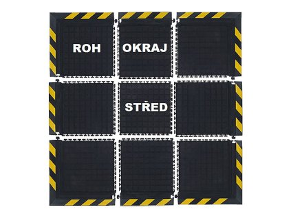 Černo-žlutá podlahová protiúnavová protiskluzová rohož (roh) - 55 x 55 x 2 cm