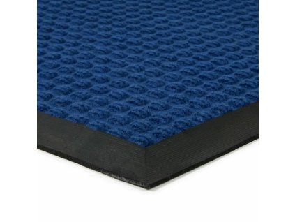 Modrá textilní gumová vstupní rohož FLOMA Little Squares - délka 90 cm, šířka 150 cm, výška 0,8 cm
