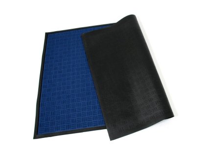 Modrá textilní gumová vstupní rohož FLOMA Criss Cross - délka 120 cm, šířka 180 cm, výška 0,8 cm