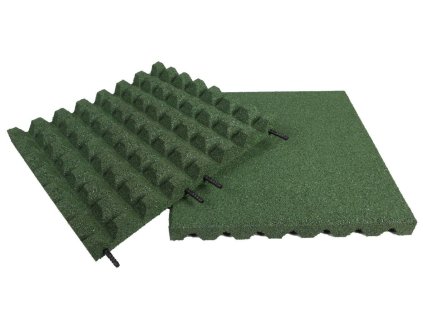 Zelená gumová certifikovaná dopadová dlažba FLOMA V40/R28 - 50 x 50 x 4 cm
