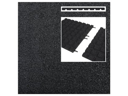 Černá gumová certifikovaná dopadová dlažba (V30/R18) FLOMA - 50 x 50 x 3 cm