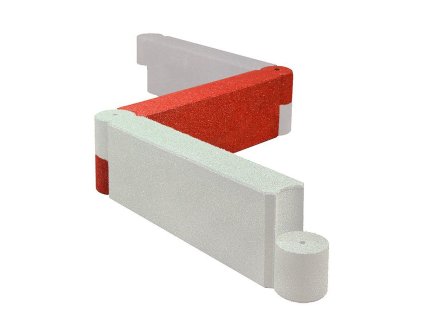 Červený gumový dopadový obrubník OB4 FLOMA - 115 x 15 x 30 cm