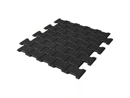 Černá gumová zámková dlažba KA1 FLOMA - 20 x 16,5 x 4,3 cm
