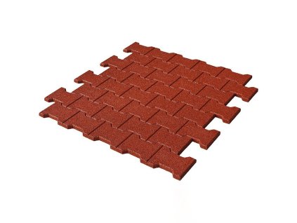 Červená gumová zámková dlažba KA1 FLOMA - 20 x 16,5 x 4,3 cm