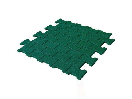 Zelená gumová zámková dlažba KA1 FLOMA - 20 x 16,5 x 4,3 cm