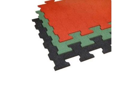 Červená gumová zámková dlažba ZD1/15 FLOMA - 112 x 100 x 1,5 cm