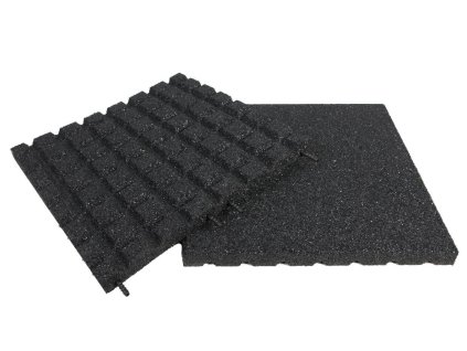 Černá gumová certifikovaná dopadová dlažba FLOMA V50/R15 - 100 x 100 x 5 cm