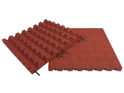 Červená gumová certifikovaná dopadová dlažba FLOMA V55/R28 - 50 x 50 x 5,5 cm