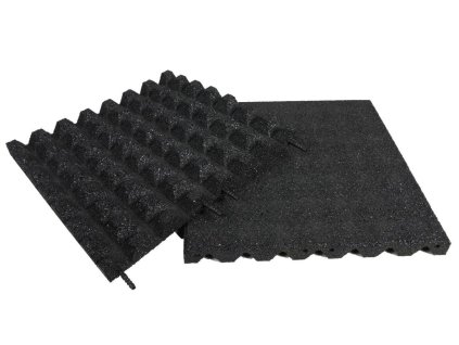 Černá gumová certifikovaná dopadová dlažba (V65/R28) FLOMA - 50 x 50 x 6,5 cm
