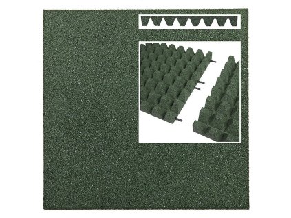 Zelená gumová certifikovaná dopadová dlažba FLOMA V65/R50 - 100 x 100 x 6,5 cm