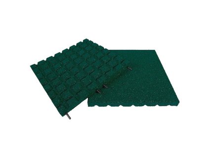 Zelená gumová certifikovaná dopadová dlažba FLOMA V80/R50 - 50 x 50 x 8 cm