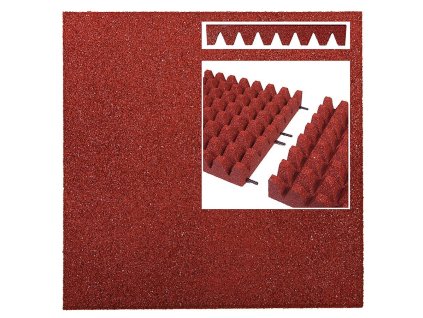 Červená gumová certifikovaná dopadová dlažba FLOMA V80/R50 - 100 x 100 x 8 cm