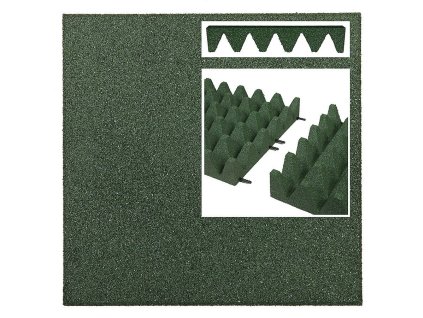Zelená gumová certifikovaná dopadová dlažba FLOMA V100/R75 - 50 x 50 x 10 cm