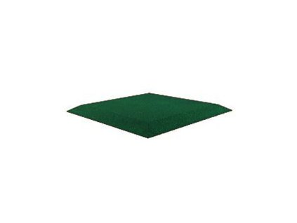 Zelená gumová krajová dopadová dlažba (roh) FLOMA V30/R00 - 50 x 50 x 3 cm
