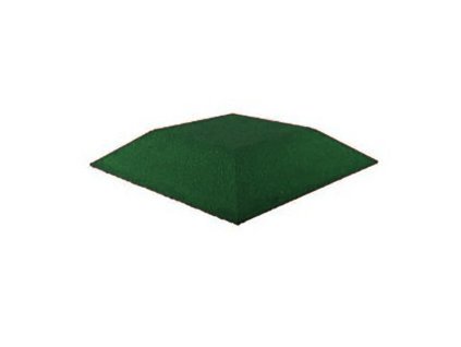 Zelená gumová krajová dopadová dlaždice (roh) FLOMA V80/R00 - 50 x 50 x 8 cm