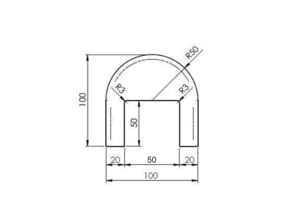 Černý gumový kryt obrubníku pro betonový obrubník šíře 5 cm - 100 x 10 x 10 cm