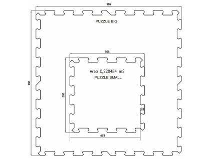 Černá gumová modulová puzzle dlažba (střed) FLOMA FitFlo SF1050 - 95,6 x 95,6 x 1,6 cm