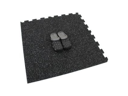Černo-šedá gumová modulová puzzle dlažba (roh) FLOMA FitFlo SF1050 - 47,8 x 47,8 x 0,8 cm