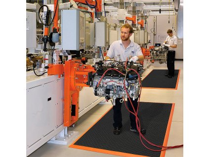 Černá extra odolná olejivzdorná modulová rohož Safety Stance Solid - 150 x 90 x 2 cm