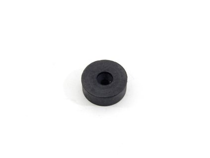 Černý gumový válcový doraz s dírou pro šroub FLOMA - průměr 3 cm x 1 cm