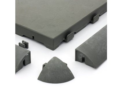 Šedý plastový nájezd pro terasovou dlažbu Linea Easy - 39 x 4,5 x 2,5 cm